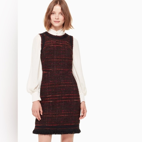 Kate Spade New York Bittersweet So Foxy Multi-Tweed Fringe Dress Size 4